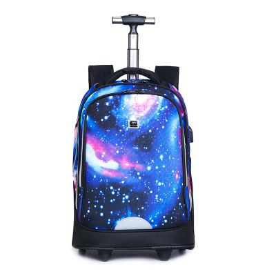 China Multi-Use Carry On School Bags Wheeled Backpack Waterproof Detachable Business Travel Hand Trolley Luggage Backpack With 2 Wheels for sale