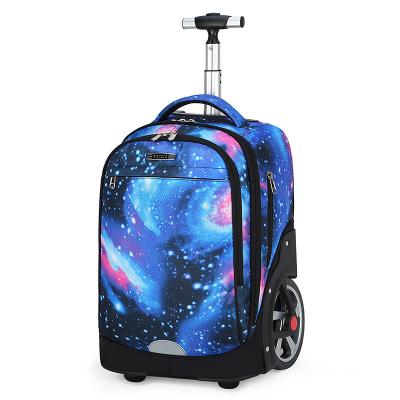 China Hot Selling Custom Printed Logo Anti-theft Rolled Wheel School Backpack Boys Girl Rolling Trolley School Student Schoolbags For Teenagers for sale