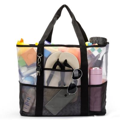 China Fashion Summer Grocery Packing Zipper Integrated Tote Beach Bag Handbag For Family Travel Keeping Baby Toy for sale