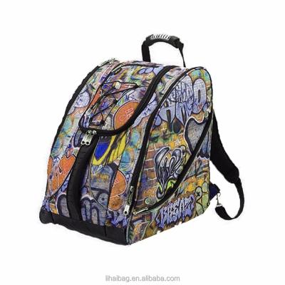 China Skiing All Over Scribble Print Ski Boot Backpack Snowboard Boot Bag for sale