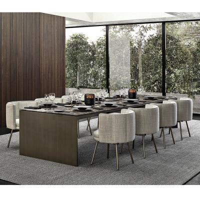 China Modern Hot Italian Minimalist Good Quality Dining Room Table Sets 8 seater Home Furniture Stainless steel Modern Dining Table And Chair for sale