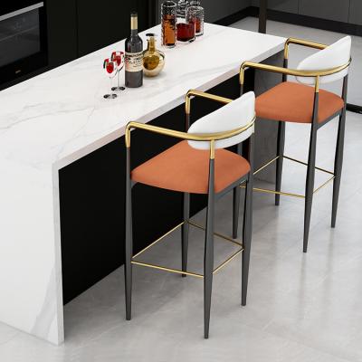 China Modern Modern luxury high-quality bar chair gold metal velvet fabric dining chair leather restaurant hotel cafe Home bar chair for sale