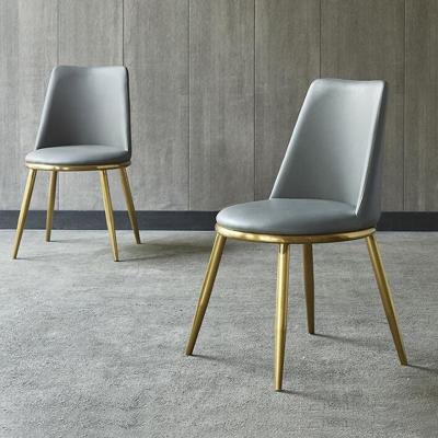 China Modern Minimalist Leather Upholstered Restaurant Used table Chairs with Gold Stainless Steel Legs Dining Chair for sale