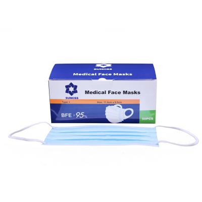 China Wholesale Blue Medical Procedure Adult FCL Disposable 3 Layer Earloop Mask for sale