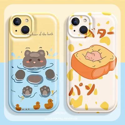 China Popular cute shockproof bread bear phone case for iphone 13 12 mini 11 pro case max 7 8 plus XR X XS Se silicone cover for sale