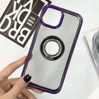 China Newest Clear Transparent Shockproof TPU+PC Phone Case 2 in 1 For Iphone 11 pro Max With Invisible Ring Stand 12 13 14 Holder for sale