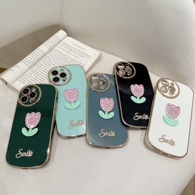 China Hot sale 2022 bow pearl case shockproof luxury smile flower diamond diy phone case for iphone 11 12pro 13pro for sale