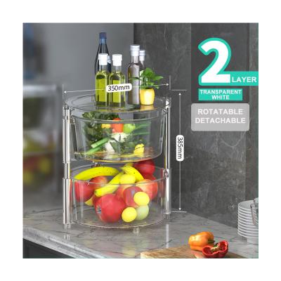 China Round Shaped Detachable Revolving Clear Plastic Organizer Cart Cart Vegetable Storage Rack Kitchen Rack for sale