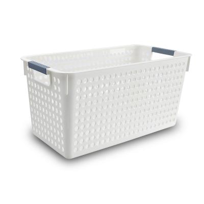 China Viable Kitchen Large Size Bathroom Cabinets Household White Rectangle Storage Baskets For Daily Necessities for sale