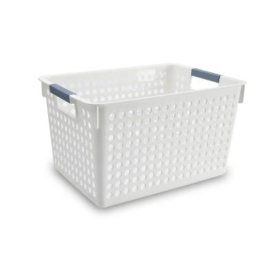 China Sustainable Kitchen Square Bathroom Cabinets Household Medium Size White Storage Baskets For Daily Necessities for sale