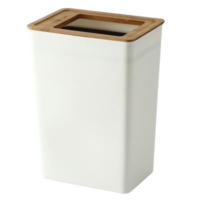 China Bathroom Simple Viable Bamboo Trash Bin Kitchen Living Room Bedroom Kitchen Household Creative Coer Size Paper Basket for sale