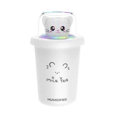 China New Type Cute Type Marquee Aroma Diffuser Bear Pet Milk Tea Cup USB Battery Shape Colorful Lovely Car Humidifier for sale