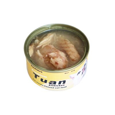 China Sustainable Pet Snacks With Premium Tuna Chicken Canned Cat Food for sale