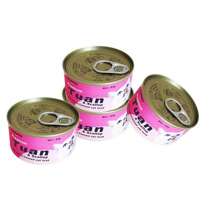 China Wholesale Sustainable Pet Snacks With Premium Tuna Scallop Canned Cat Food for sale