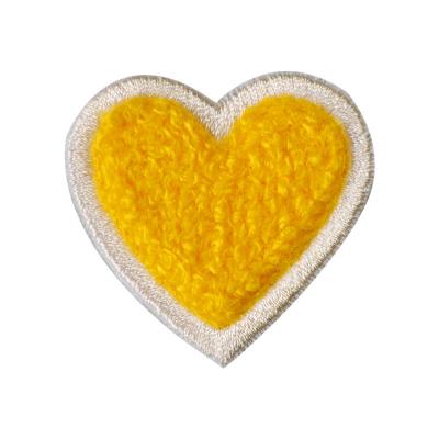 China Iron On Patches Color Heart Embroidered Edge Chenille Ironed Patch Custom Color And Number for sale