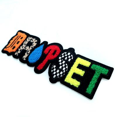 China 3D Letters Chenille Ironed Patches Multicolor Custom Patterns For Apparel for sale