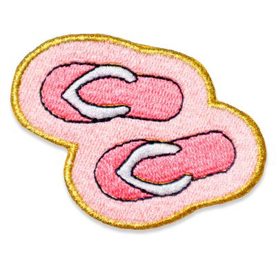 China high quality 3D gold edge embroidered ironed patch slipper patch custom color and shape for sale