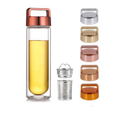 China Color Handle Cover Double Wall UV-Plated Thick Bottom Borosilicate Glass Viable Bottom Bottle for sale