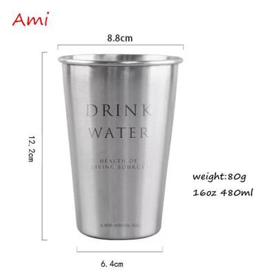 China 16oz 500ml Sustainable Unbreakable Stainless Steel Pint Glass Metal Beer Mugs for sale