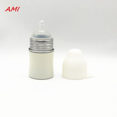 China Food Grade 18/8 Stainless Steel Baby Viable Wall Singal Bottle with Silicone Nipple and Lid for sale