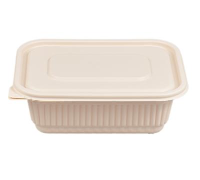 China Rectangular Disposable Eco-Friendly Biodegradable 380ml Cornstarch Take Out Food Container for sale