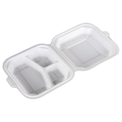 China Disposable Plastic Food Packaging 8 Inch Biodegradable Cornstarch Clamshell Hamburger Box for sale