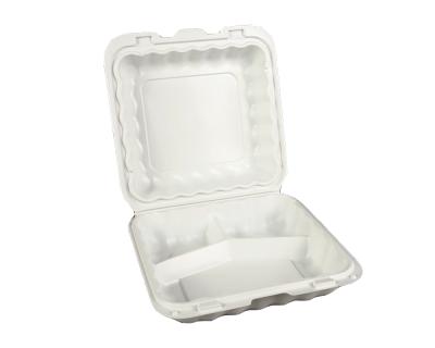 China Eco Friendly 8 Inch Disposable Cornstarch Clamshell Block Biodegradable To Go Boxing for sale