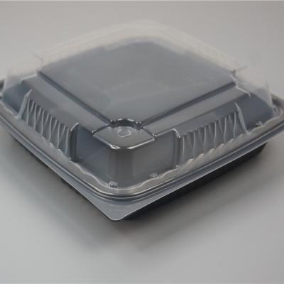 China Microwavable Blister 9 Inch 3 Compartment Sealed Disposable Take Out Lunch Container for sale