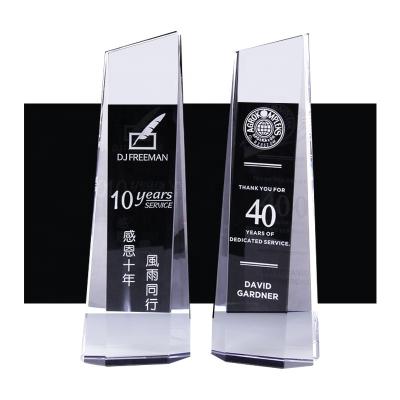 China Clear Clear Europe CTR-036 K9 Crystal Trophy Customized Glass Awards For Employee Appreciation Gifts for sale