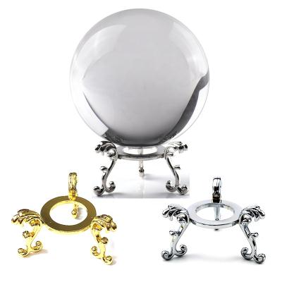 China New Europe Design Tripod Shape Gold Silver Colored Metal Crystal Ball Holder Stand Sphere Base for sale