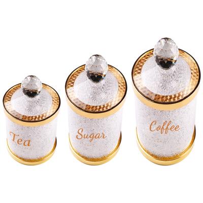 China Europe 2021 Newest Design Crystal Glass Candy Coffee Tea Jar With Lid for sale