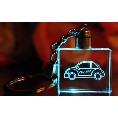 China Wholesale Europe Custom 3d Laser Engraved Led Car Light Crystal Custom Logo Key Chain Key Chain for sale