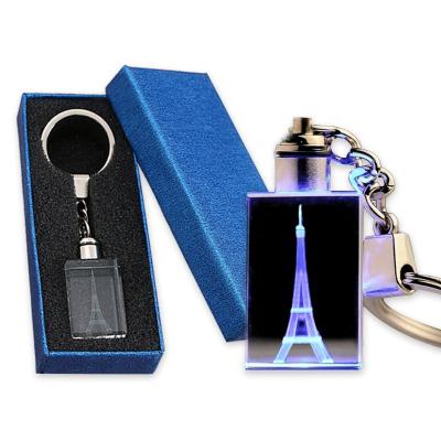 China Europe Customs Lead Light Up Paris Eiffel Tower Crystal Keychain For Tourist Souvenir Gift for sale