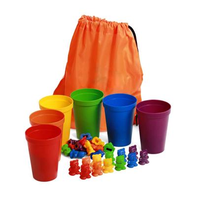 China Building Toy Rainbow Counting Bears with Color Sorting Cups Count Bears Toys Set Montessori Toys Educational Toys for Toddlers for sale