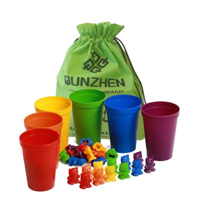 China Amazon Hot Sale Montessori Rainbow Counting Bears With Stacking Cups 30*30*10cm for sale