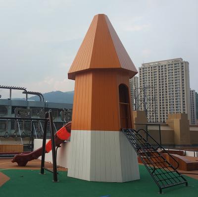 China Plastic Playground Park Wooden Outdoor Playground With Slide Equipment Kindergarten Kids Castle Wooden Climbing House for sale