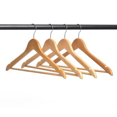 China Eco-friendly Chinese Manufacturer Custom Made Smooth Wooden Leather Coat Hanger for sale