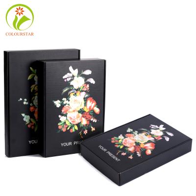 China Free Sample Recyclable Custom Logo Box Black Cosmetic Set Cardboard Cartons Shipping Mailer Clothes Packaging Box for sale