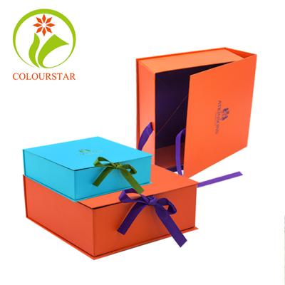 China Recycled Materials Paper Cardboard Box For Packaging Luxury Custom Colored Packaging Gift Box With Ribbon for sale