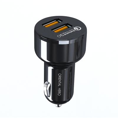 China Dual USB-A Mobile Phone QC3.0 Fast Car Charger for sale