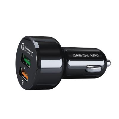 China QC3.0 Fast Car Charger Dual USB-A Mobile Phone Sale for sale