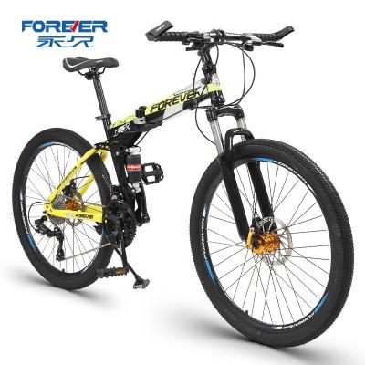 China Fashion Factory Popular Styles FOREVER Folding Mountain Bike 24 Inch Carbon Steel Frame 27 Speed ​​Height Mountain Bikes For Adult for sale