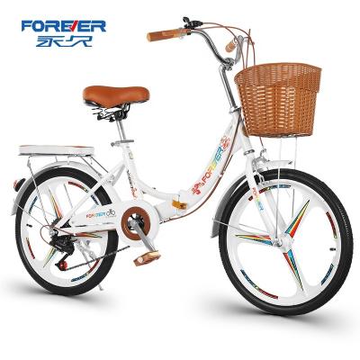 China Street FOREVER 20/22 Inch Foldable Bicycle Variable Speed ​​With Basket Light City Bicycle For Student for sale