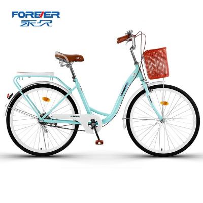 China Street New Product 2022 FOREVER 24/26 Inch Single Speed ​​Light City Bike With Basket For Ladies for sale