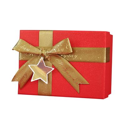 China Handmade Creative Tan Red Ribbon Christmas Gift Bow Packing Box For Girlfriend for sale