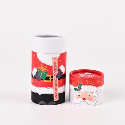 China Recyclable Custom Design Eco - Friendly Kraft Round Candy Wrapping Paper Tube With Printed Christmas Pattern for sale