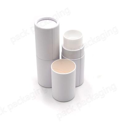 China Recyclable Deodorant Lip Balm Solid White Cardboard 30ml Twist Up Paper Tube With Plastic Lid for sale