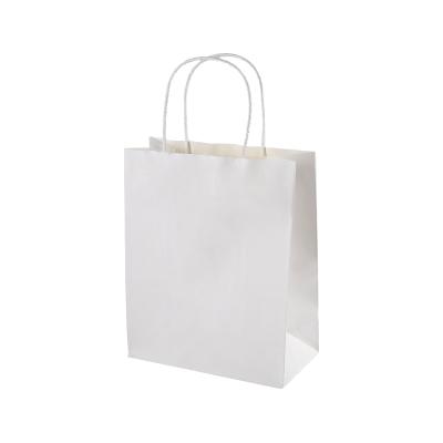 China Recyclable Custom Printed Your Own Logo White Brown Kraft Gift Craft Shopping Paper Bag With Handles for sale