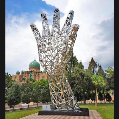 China Large Art Decor Sculptures Metal Large Outdoor Creative Metal Stainless Steel Hand Sculpture From China for sale