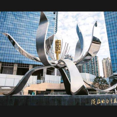 China Large Modern Art China Stainless Steel Metal Sculpture Flower Outdoor Decoration Sculpture For Sale for sale